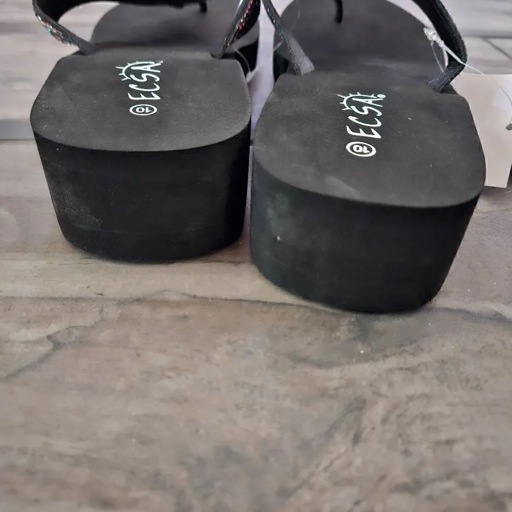 NWT Ecsa Beaded Platform Sandals